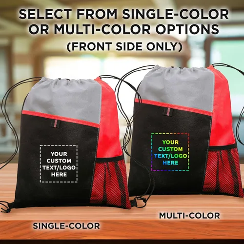 Vista 44 de DISCOUNT PROMOS Juego de mochilas con cordón no tejidas personalizadas de 10/50/100, paquete personalizado a granel