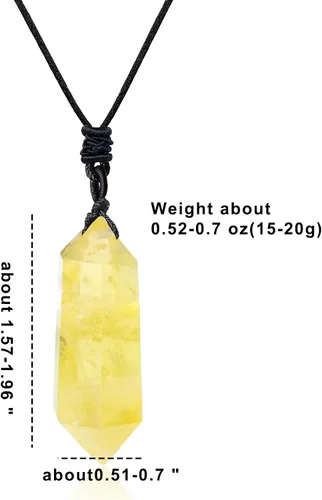 Vista 2 de Apengshi Colgante de cristal curativo natural de doble punta, collar de cuarzo de cristal natural, 6 chakras facetados, varita de cristal