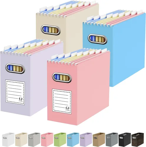 Vista 51 de Oterri Caja Organizadora de Archivos de Cartón para Carpetas Colgantes Tamaño Carta, Caja de Archivos para Escritorio de Computadora, Archivador