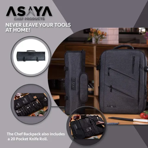 Vista 16 de Asaya Mochila para cuchillos de chef con bolsa enrollable de 20 bolsillos, más de 30 bolsillos para cuchillos, cuchillos no incluidos (marrón)