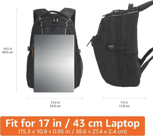 Vista 2 de Amazon Basics Mochila para laptop que se ajusta a laptops de hasta 17 pulgadas, negro