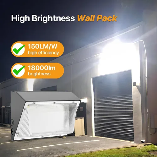 Vista 4 de Paquete de luz LED de pared de 120 W con fotocélula del atardecer al amanecer, 18,000 lm (150 LM/W) luz de inundación para montaje en pared al aire