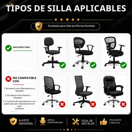 Vista 8 de Fundas de cojín elásticas resistentes al agua para silla de oficina separadas con fundas para reposabrazos, funda universal de elastano para silla