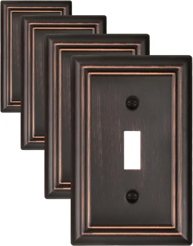Vista 29 de Juego de 1 placa de pared de metal, bronce envejecido Midsize 1 Toggle 1 Decorator Combo Wall Plate for GFCI Outlets, Light Switches, Ideal for