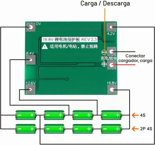 Vista 4 de 6 unids mejorado 4S 40A 16.8V 18650 batería de litio placa de protección PCB BMS cargador protección circuito equilibrio módulo de carga
