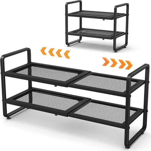 Vista 9 de Estante para zapatos SNTD - Organizador de zapatos ampliable para armario, estante de almacenamiento de zapatos de metal ajustable, soporte