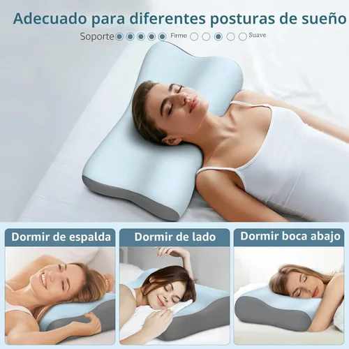 Vista 6 de Almohada cervical para el cuello, almohadas de espuma viscoelástica de contorno para aliviar el dolor de cuello, almohada ergonómica para dormir