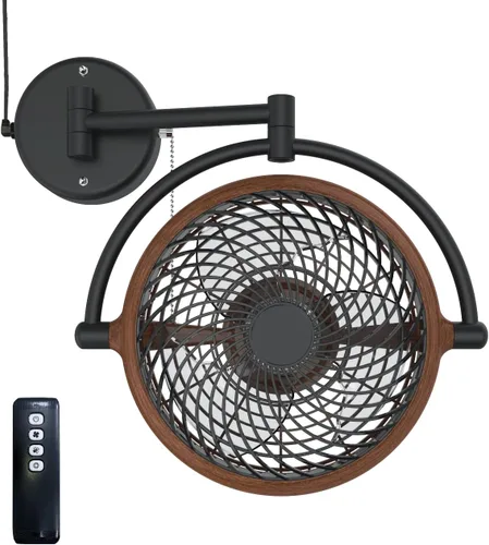 Vista 7 de Vento VIVI-DC Ventilador giratorio de montaje en pared de 10 pulgadas con brazo plegable (negro)