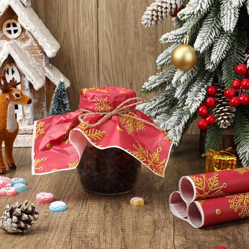 Vista 5 de Yahenda 150 piezas de papel de cera de Navidad, copos de nieve, otoño, Acción de Gracias, decorativo, impermeable, para panadería, resistente a