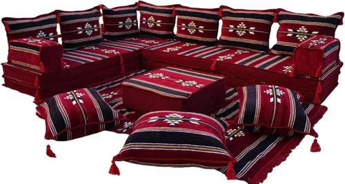 Vista 11 de Sofá de piso modular hecho a mano arabicsofa – Asiento oriental Majlis con cojines de respaldo