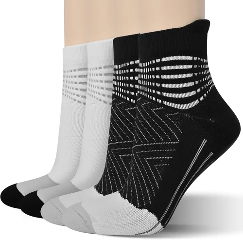 Vista 18 de Calcetines de compresión para el tobillo para mujer, con absorción Coolmax, deportivos y acolchados, alivio de la fascitis plantar, paquete de 2, 3