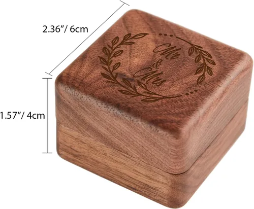 Vista 4 de Roycraft Caja de anillos Mr & Mrs con 2 ranuras para propuesta, boda, ceremonia, compromiso, día de San Valentín, cumpleaños, caja de madera