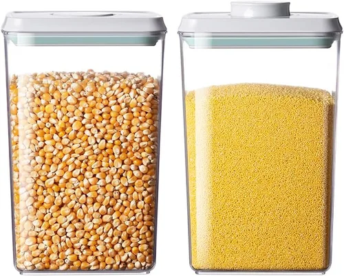 Vista 13 de Contenedores herméticos de almacenamiento de alimentos, 3 recipientes de comida pop con tapas de 1.3 cuartos de galón, apilables con apertura de un