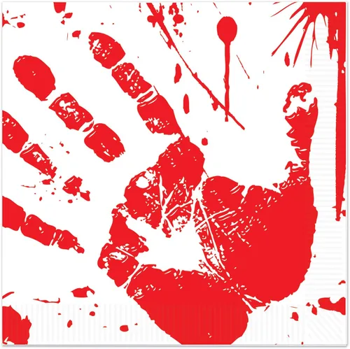 Vista 4 de Beistle Bloody Handprints - Servilletas de almuerzo, talla única, color Huellas sangrientas