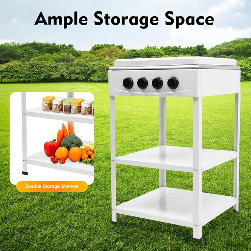 Vista 3 de Estufa de gas natural con 4 quemadores, estufa de gas natural portátil con soporte para patas, estufa para RV, apartamento, cocina al aire libre
