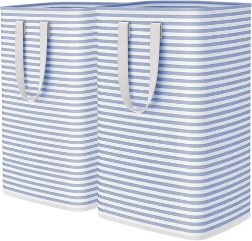 Vista 16 de Lifewit 75L x 2 Pack Collapsible Laundry Hamper Large,Tall Foldable Dirty Clothes Baskets Waterproof, Freestanding Double Bags with Easy Carry