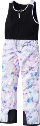 Vista 3 de Pursky Pantalones de nieve para niños, baberos de esquí de invierno para niña, con aislamiento, impermeables, pantalones de nieve de forro polar