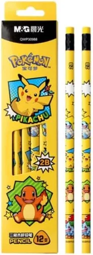 Vista 5 de Lápices Pikachu con goma, lápices triangulares 2B, 12 unidades (Azul)