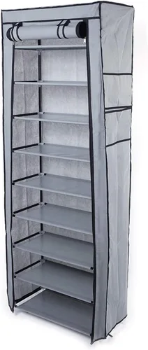 Vista 4 de Armario portátil, armario, armario de tela de 9 celosías de 10 capas, cubierta de zapatero de tela no tejida, estantes, para dormitorio, apartamento