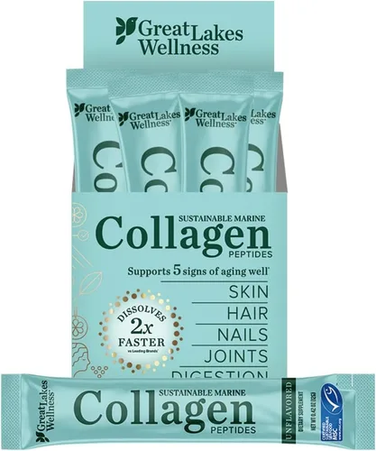 Vista 10 de Great Lakes Wellness Péptidos de colágeno marino sostenibles en polvo para piel, cabello, uñas, articulaciones y digestión – Sin sabor – Hidrolizado