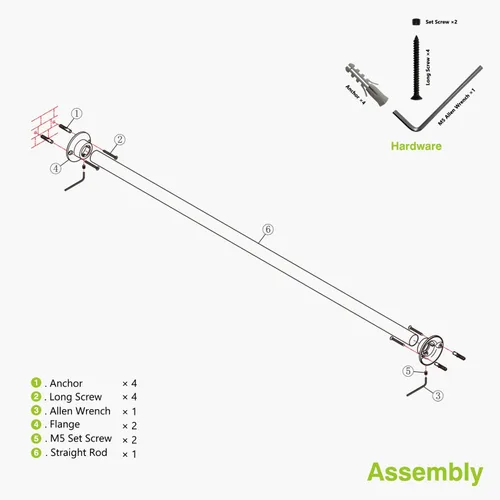 Vista 9 de Naiture - Barra de cortina de ducha recta de acero inoxidable de 36 pulgadas, acabado negro One-Piece Rod, Cut to Fit, Rustproof, Heavy-Duty Zinc