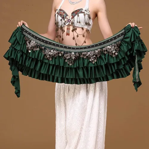 Vista 3 de Cadena de cintura para danza del vientre, bufanda de cadera y moneda, falda de danza, disfraz