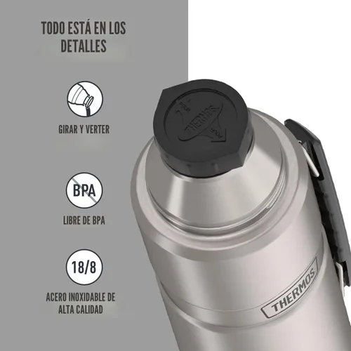 Vista 4 de THERMOS Botella de bebidas con aislamiento de vacío King SK2010 de acero inoxidable, 40 onzas, acero inoxidable