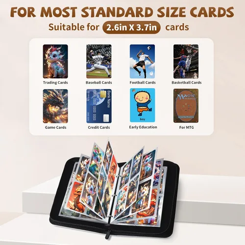 Vista 3 de Carpeta de tarjetas para tarjetas de Pokémon, 4 bolsillos, 400 bolsillos. Con 50 fundas extraíbles. Estuche para tarjetas intercambiables, estuche