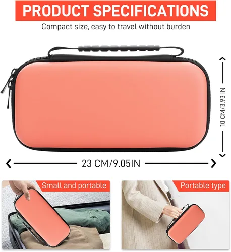 Vista 6 de Pink Travel Carrying Case Accessories for Nintendo Switch Lite Console, Shockproof Portable Carry Case Bundle with Glitter Protective Case, Screen