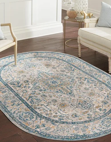 Vista 10 de Unique Loom Lola Collection - Alfombra tradicional (2 pies 2 pulgadas x 3 pies 1 pulgada, rectangular, azul/gris)