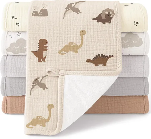 Vista 7 de Bearmoss Paños de muselina para eructos, ropa de bebé para eructar 100% algodón, grandes, extra suaves, absorbentes, unisex, para recién nacidos