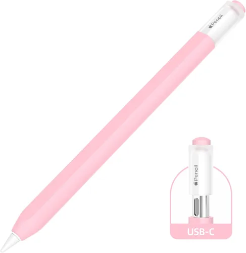 Vista 8 de AZF Compatible con Apple Pencil USB C, funda protectora de silicona antideslizante para Apple Pencil (USB-C), soporte magnético (gris)