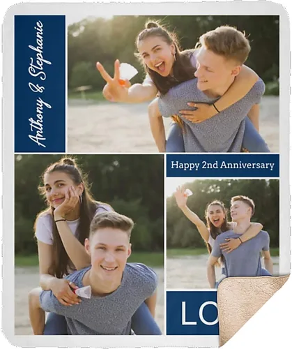 Vista 5 de Manta personalizada con collage de 3 imágenes a todo color. Personalizado de tus fotos y apellido. Manta de forro polar súper suave para bebés