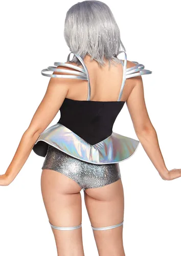 Vista 2 de Leg Avenue Disfraz de cadete espacial para mujer Gris