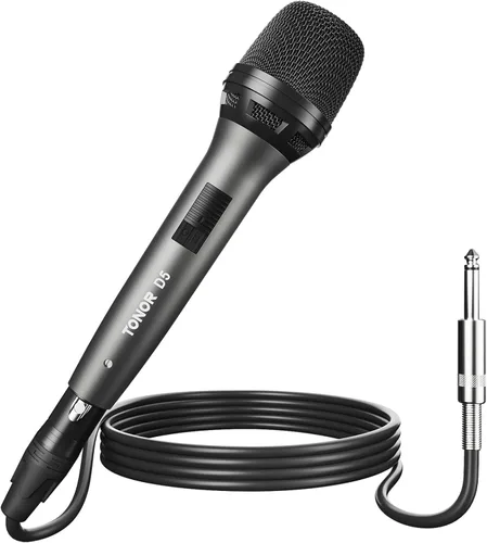 Vista 8 de TONOR Micrófono vocal K1 para cantar, micrófono de karaoke dinámico de mano con cable, microfono con cable XLR de 5 M a 1/4 pulgadas, compatible