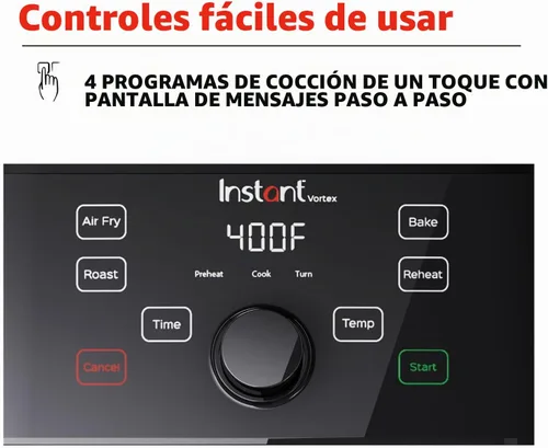 Vista 4 de Instant Pot Vortex - Freidora de aire de 5.7 cuartos de galón, opciones de programas personalizados, funciones 4 en 1, tecnología EvenCrisp que