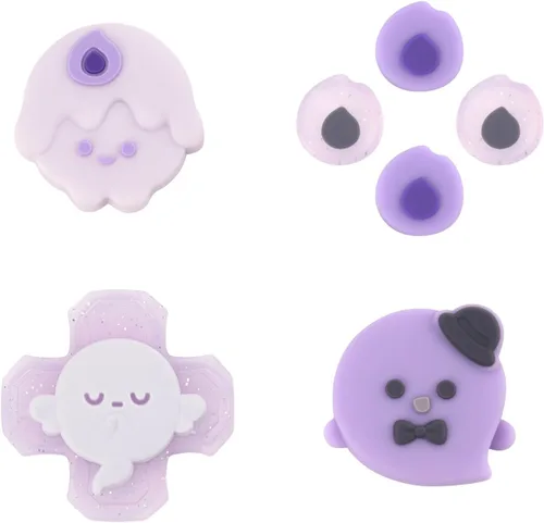 Vista 8 de PERFECTSIGHT Silicone Joycon Thumb Grip Caps, Joystick Cover Compatible with Nintendo Switch/OLED/Switch Lite,4PCS (Candlelight Ghost for NS2)