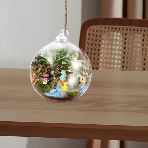 Vista 8 de GANAZONO 2pcs colgante terrario globo DIY aire suculenta plantador transparente florero orbe vela titular para alféizar de la ventana al aire libre