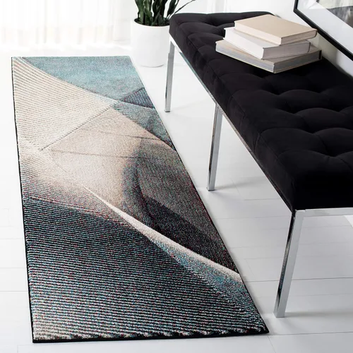 Vista 40 de SAFAVIEH Hollywood Collection - Alfombra decorativa de 2 pies 3 pulgadas x 4 pies, beige y azul, diseño moderno de mediados de siglo, no desprende
