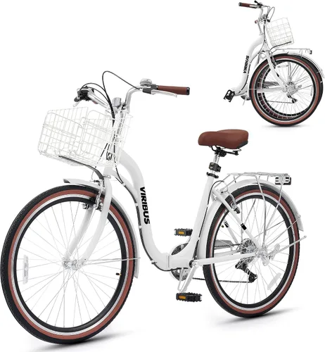 Vista 10 de VIRIBUS Bicicleta plegable para adultos, bicicleta plegable de 20 pulgadas de 7 velocidades, bicicleta compacta ligera, bicicletas plegables