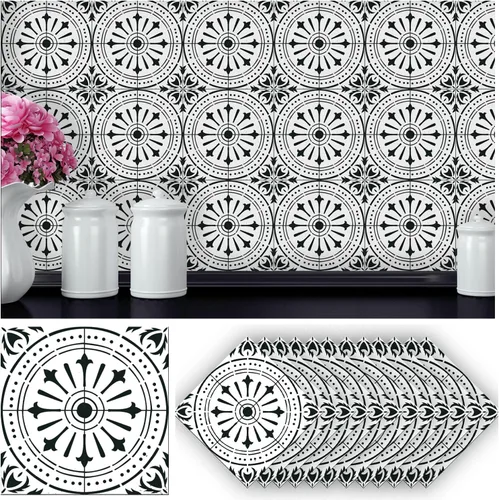 Vista 11 de Alwayspon 12 calcomanías mate para azulejos de pared, despegar y pegar, calcomanías de vinilo autoadhesivas para azulejos de cocina y baño, 6 x 6