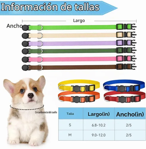 Vista 5 de 16 collares para cachorros, collares de hebilla de seguridad para la arena, collares ajustables de nailon para cachorros pequeños, collares de parto