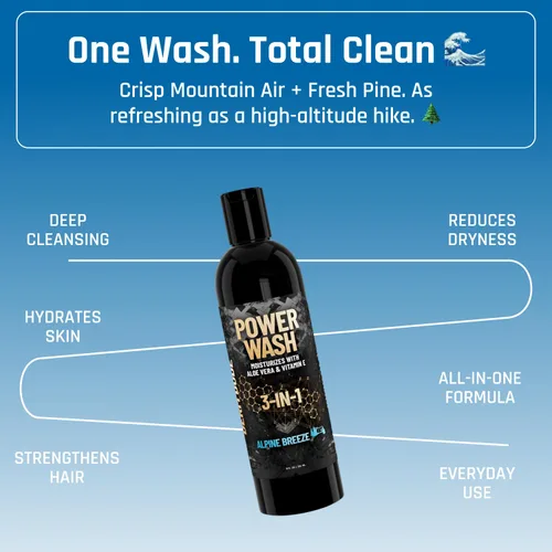 Vista 2 de Derm Dude Gel de baño 3 en 1, champú y acondicionador para hombres Gel de ducha hidratante diario con aloe vera y vitamina E Todo