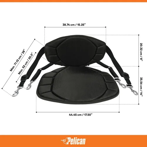 Vista 5 de Pelican Boats - Sit-on-top Kayak or SUP Seat – PS0480-3 - Universal Fit Water Repellent Cushion with Back Support, Black