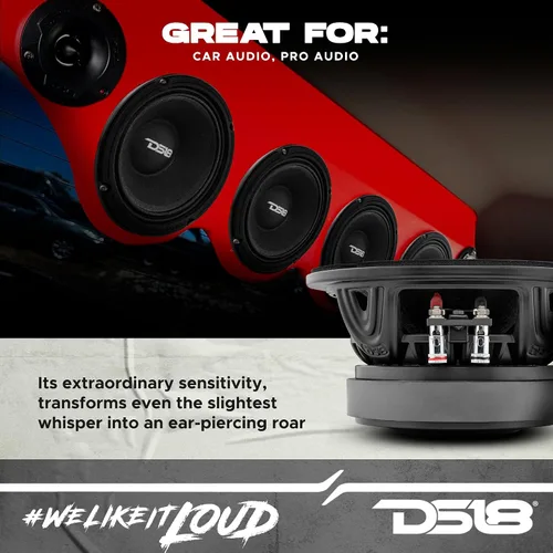 Vista 3 de DS18 PRO-EXL64 - Altavoz de 6.5 pulgadas, rango medio, bala de aluminio roja, 600 W máximo, 300 W RMS, 4 ohmios, imán de ferrita, para el audio