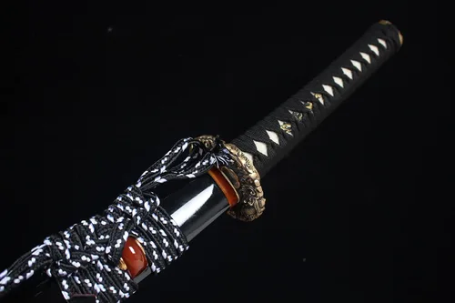 Vista 8 de Katanas japonesas de tres clips de acero, espadas japonesas reales hechas a mano, espadas catana funcionales de 41 pulgadas