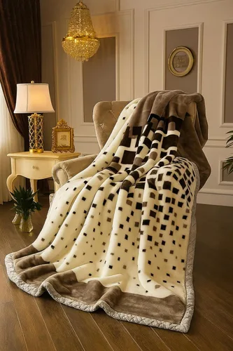 Vista 4 de DBOZE Manta pesada de vellón coreano de visón, tamaño King, 2 capas, ultra suave, cálida, reversible, con patrón geométrico moderno, manta