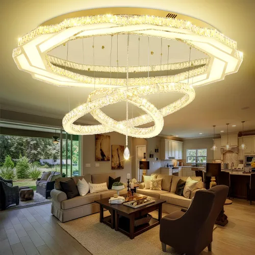 Vista 12 de Flashing God Candelabros modernos de cristal de 12 pulgadas, lámpara de techo de montaje empotrado, mini lámpara LED regulable para pasillo, lámpara