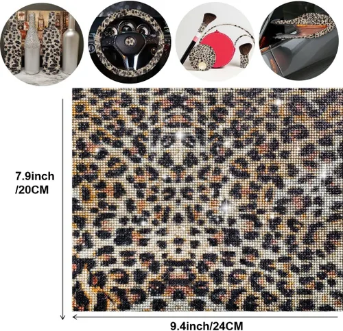 Vista 2 de 12000 calcomanías de diamantes de imitación con estampado de leopardo, hojas de diamantes de imitación de 0.079 pulgadas, calcomanías de cristal