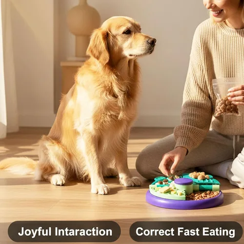 Vista 4 de Tazón de perro de alimentación lenta 2 niveles, girando el alimentador
